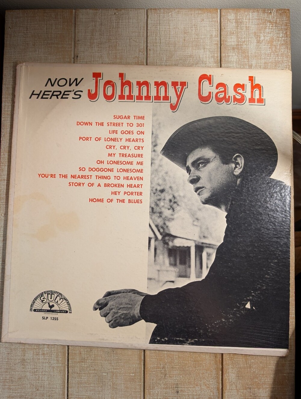 Vintage Johnny Cash LP Now Here's Johnny Cash Sun Records SLP 1255